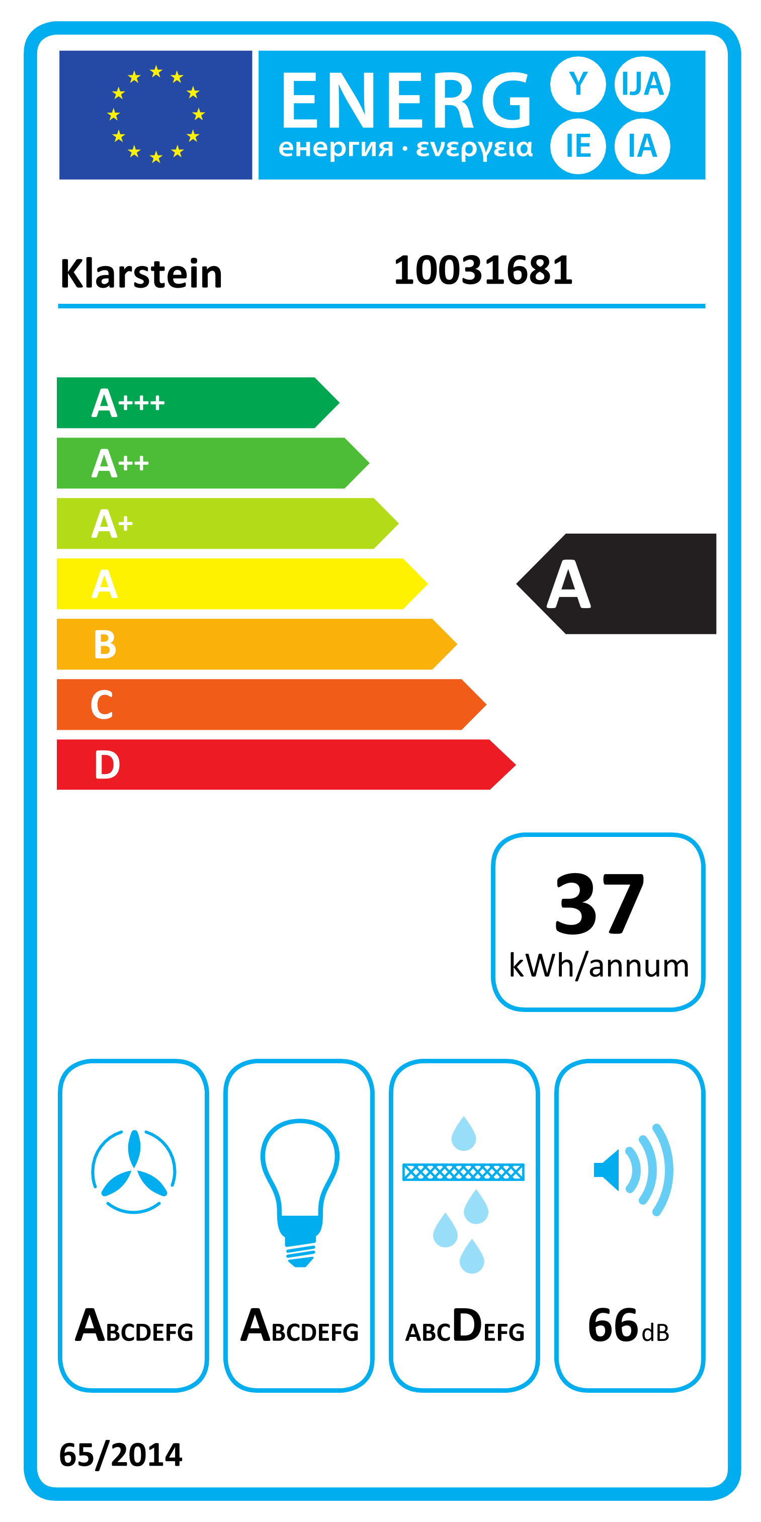 Vinea vestavná digestoř 60 cm - energetický štítek