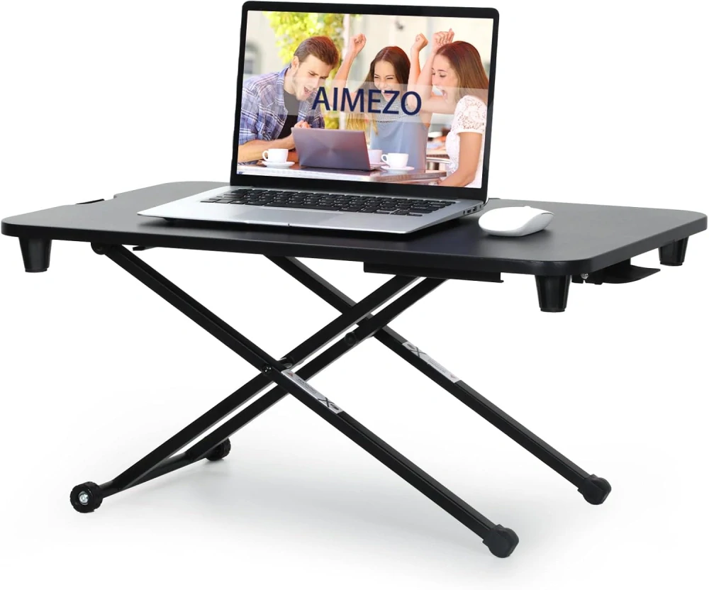 AIMEZO stojící stůl, výškově nastavitelný stůl, 70 x 50 cm, stojící sedací stůl, stojící pracovní stanice pro PC monitor, notebook, nosnost 10 kg