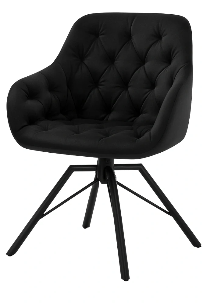 WOLTU jídelní židle EZS60sz, sametová otočná židle, černá, s kovovými nohami, ergonomická, 360° otočení