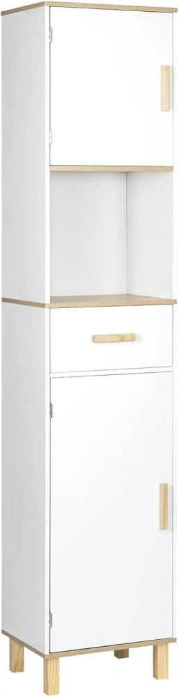 EUGAD Koupelnová skříňka, bílá 40 x 180 x 30 cm