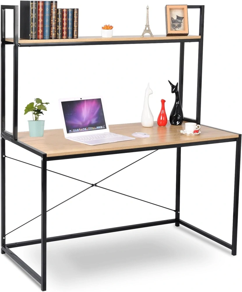 WOLTU TSB02hei dřevěný a ocelový počítačový stůl 120 x 60 x 140 cm