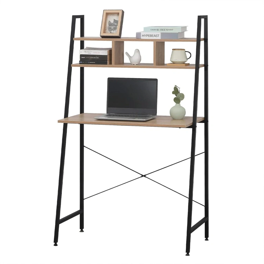 WOLTU TSB05hei PC stolní stolek k notebooku PC s policemi 84x46x140cm