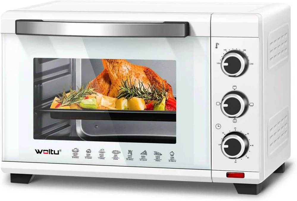 WOLTU mini trouba 28L, 1600W, 100-230°C, časovač 0-60 min, 3 režimy ohřevu bílá