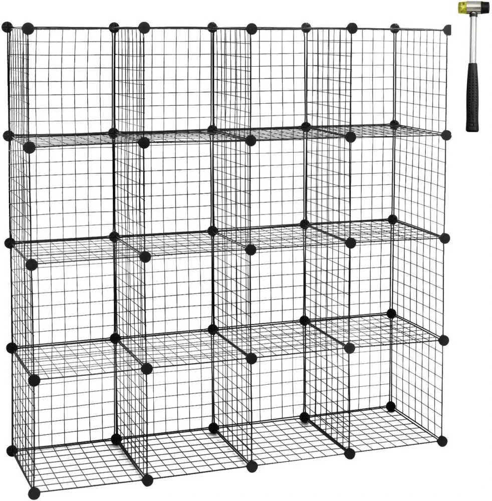 Policový systém WOLTU Wire Cube 16 přihrádek 148X37X148cm, černá