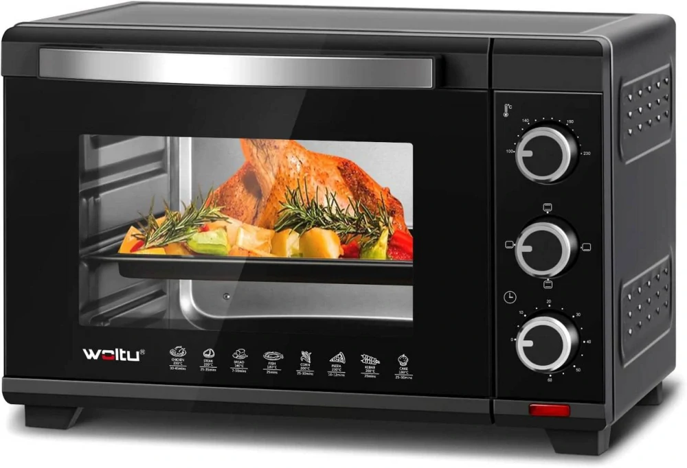 Mini trouba WOLTU 28 l, 1600 W, 100–230 °C, časovač 0–60 min, 3 režimy ohřevu