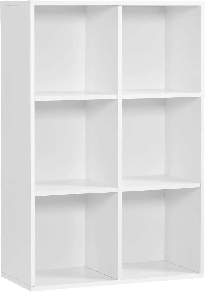 Knihovna VASAGLE, 6přihrádková police, 30 x 65,5 x 97,5 cm, bílá
