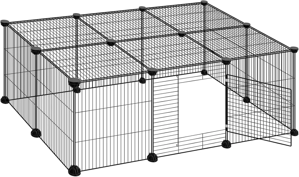 Venkovní ohrádka Vnitřní DIY štěněcí výběh Ohrádka pro morčata a králíky Černá 109 x 74 x 39 cm