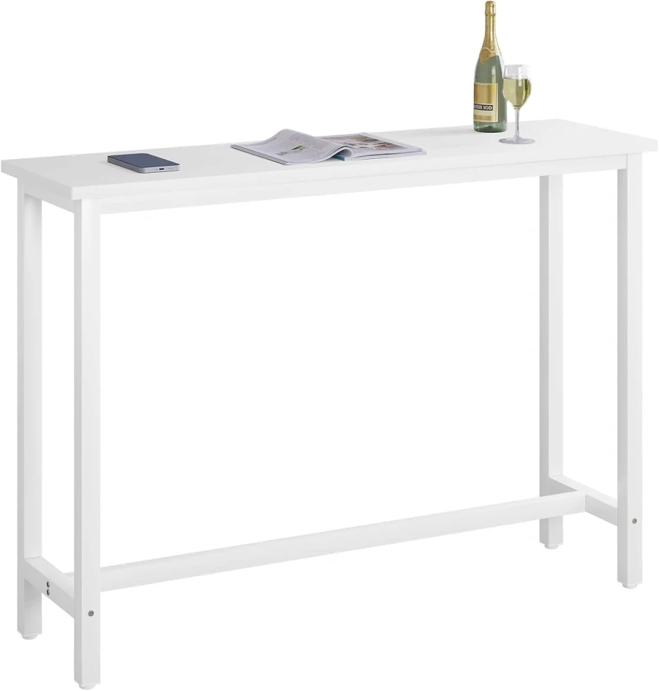 WOLTU BT30ws Barový stůl Bistro stůl s kovovým rámem, 140x40x100cm, bílý