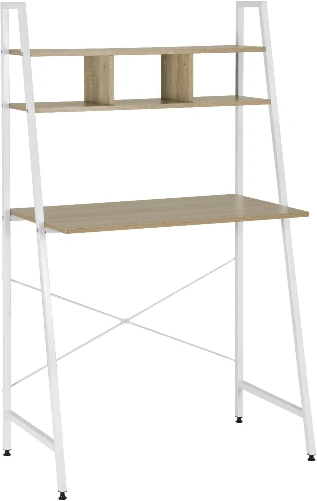 WOLTU TSB05whe Počítačový stůl 84 x 46 x 140 cm, Přírodní + Bílá