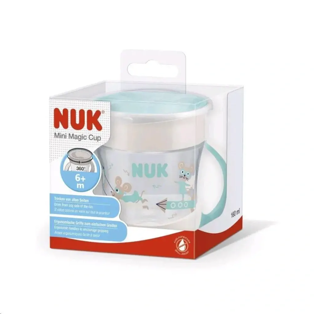 Nuk Dětský hrníček Mini Magic 360° s víčkem zelená
