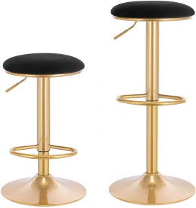 Sada 2 barových židlí s podnožkou, ergonomické, výškově nastavitelné, samet