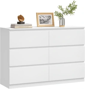 WOLTU KMD003ws Komoda se 6 zásuvkami, 100 x 69 x 30 cm