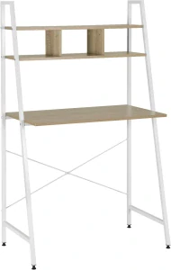 WOLTU TSB05whe Počítačový stůl 84 x 46 x 140 cm, Přírodní + Bílá