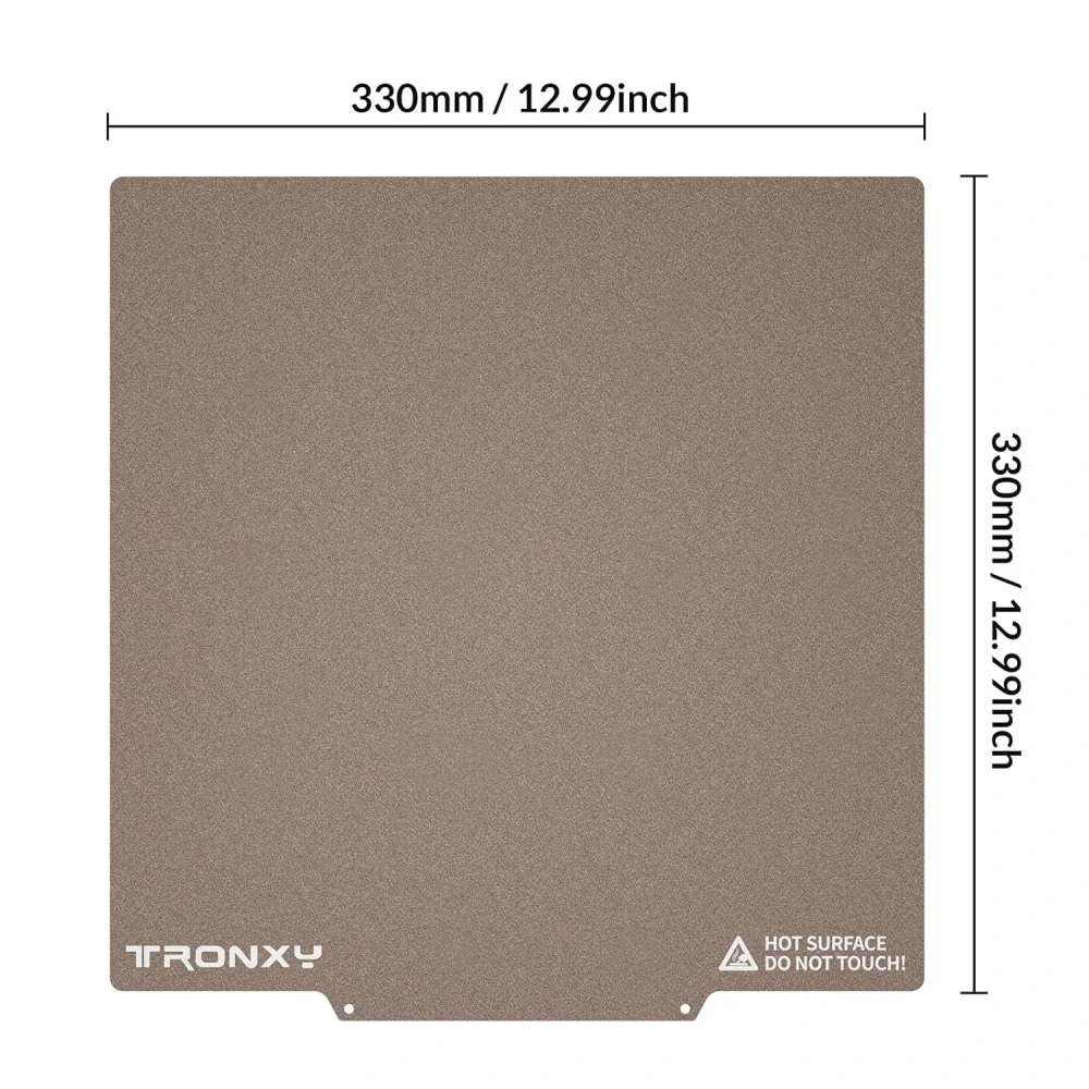 TRONXY PEI deska na sestavení plechu, flexibilní magnetické povrchy PEI pro vyhřívané lože 3D tiskárny 330x330 mm