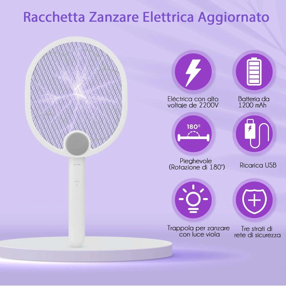 Elektrická plácačka na mouchy Feloyal, 3v1