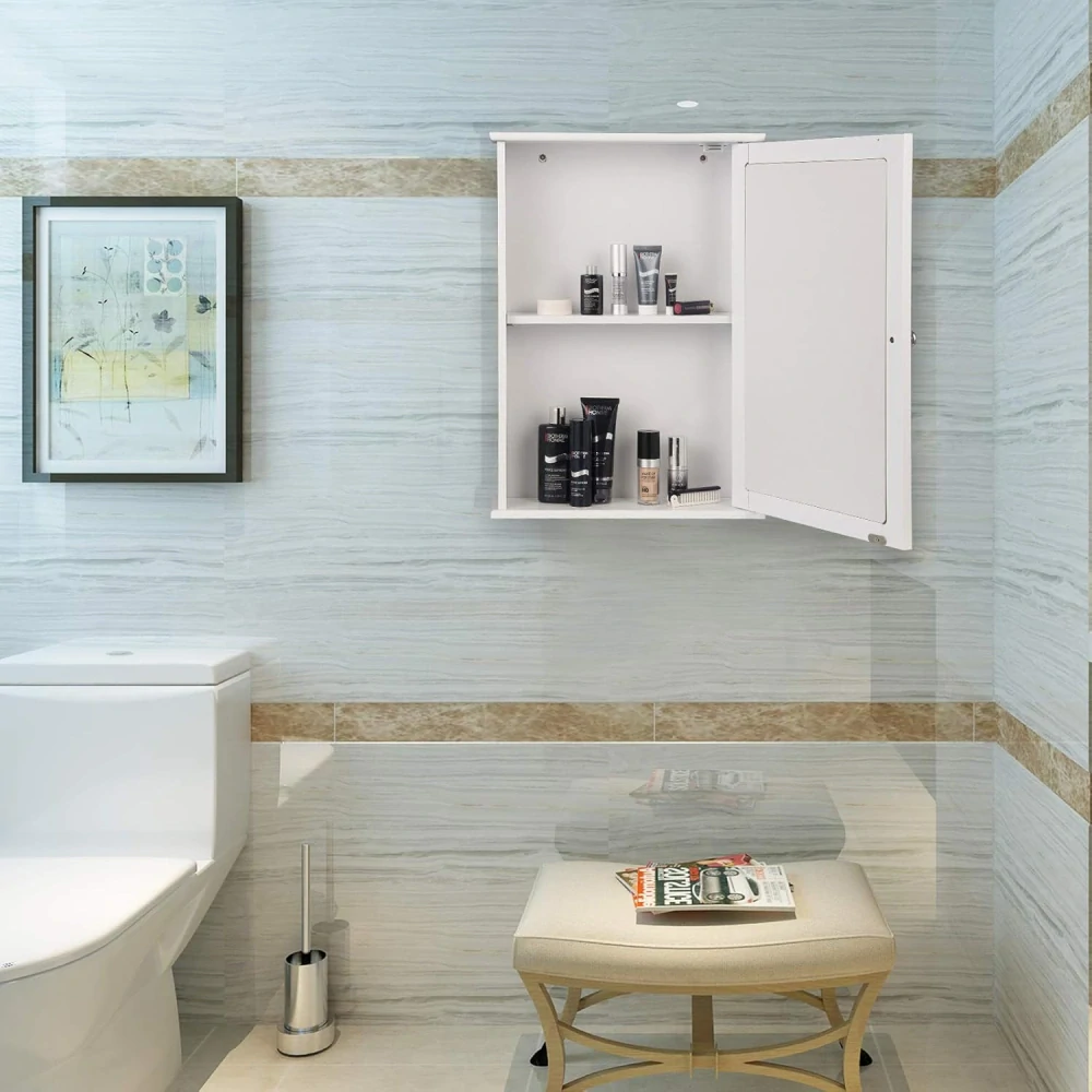 eSituro SBP0027 Koupelnová zrcadlová nástěnná skříňka s dvířky