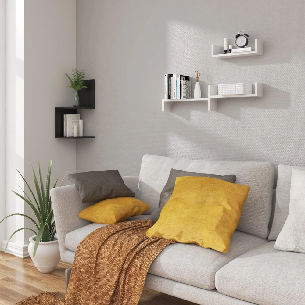 WOLTU Sada 3 nástěnných polic ve tvaru U