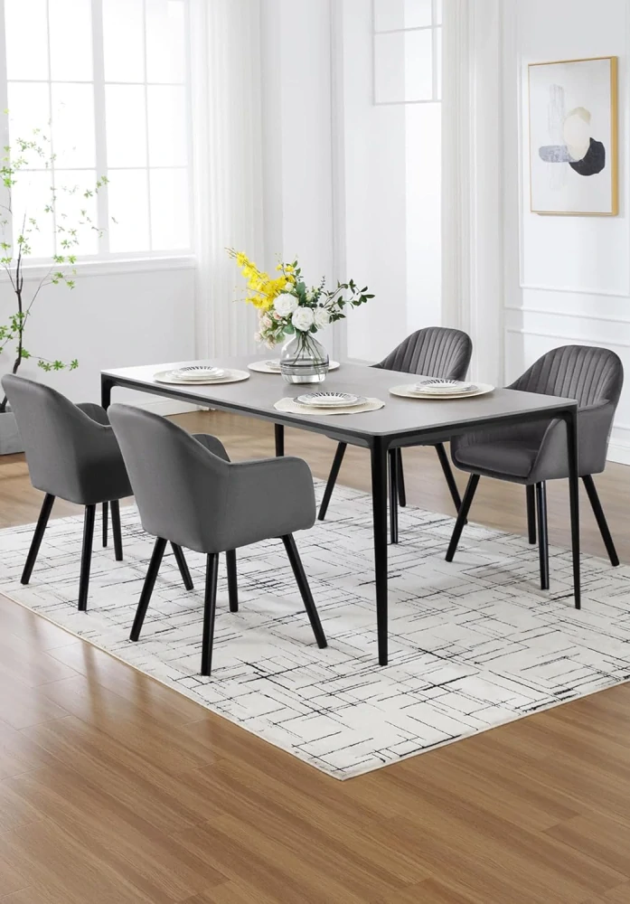 WOLTU Sada 2 tmavě šedých sametových sedáků