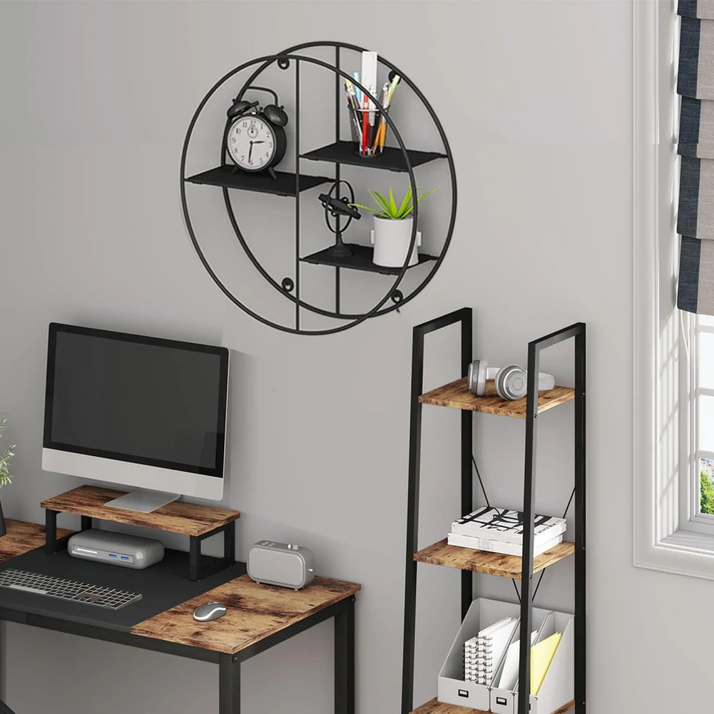 EUGAD kulatá nástěnná police, dětská police e 3 policemi, průměr 40 cm