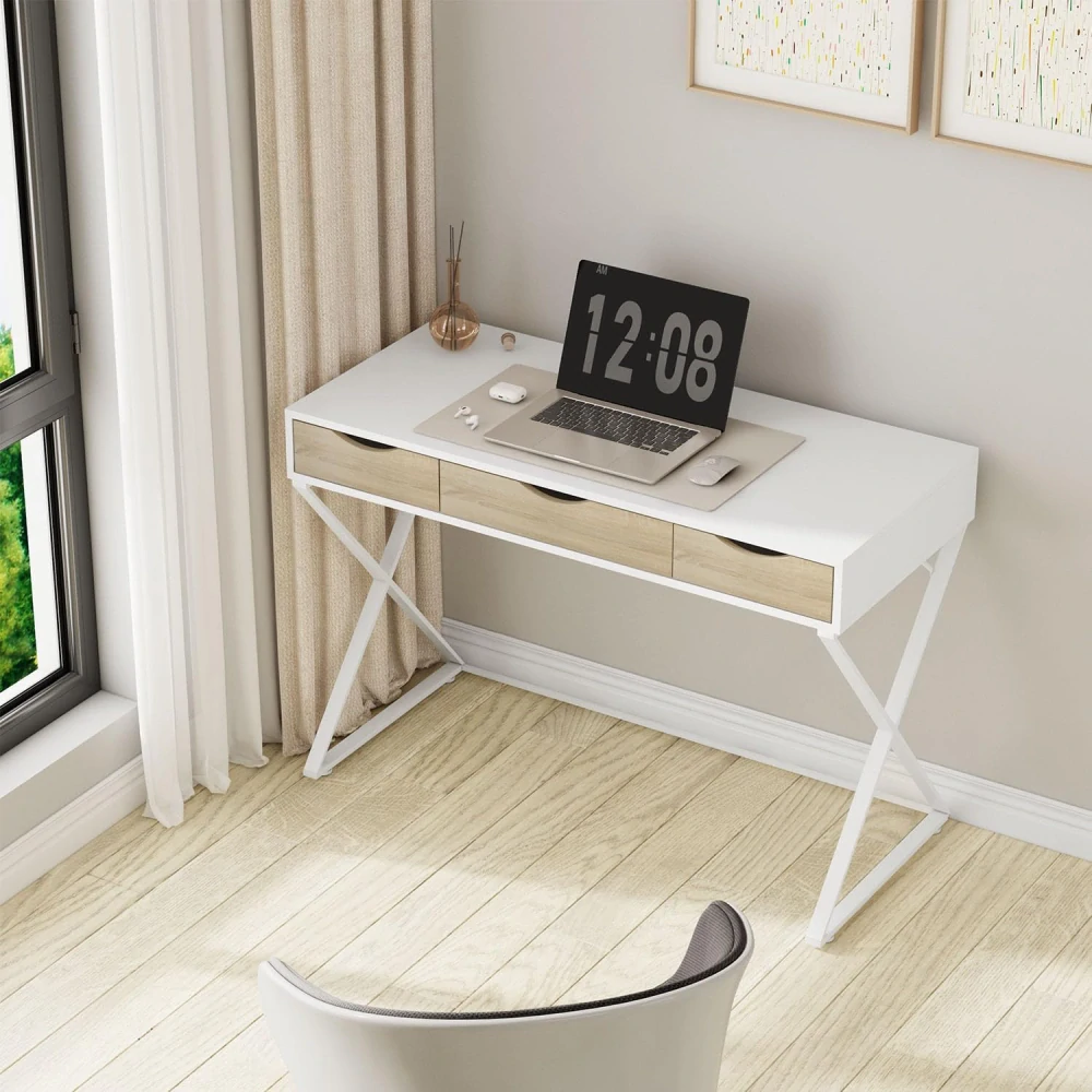 WOLTU TS40ws Psací stůl Počítačový stůl 110x50x75cm,Bílý