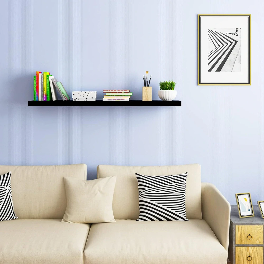 EUGAD MDF nástěnné police,délka 40 cm, černá