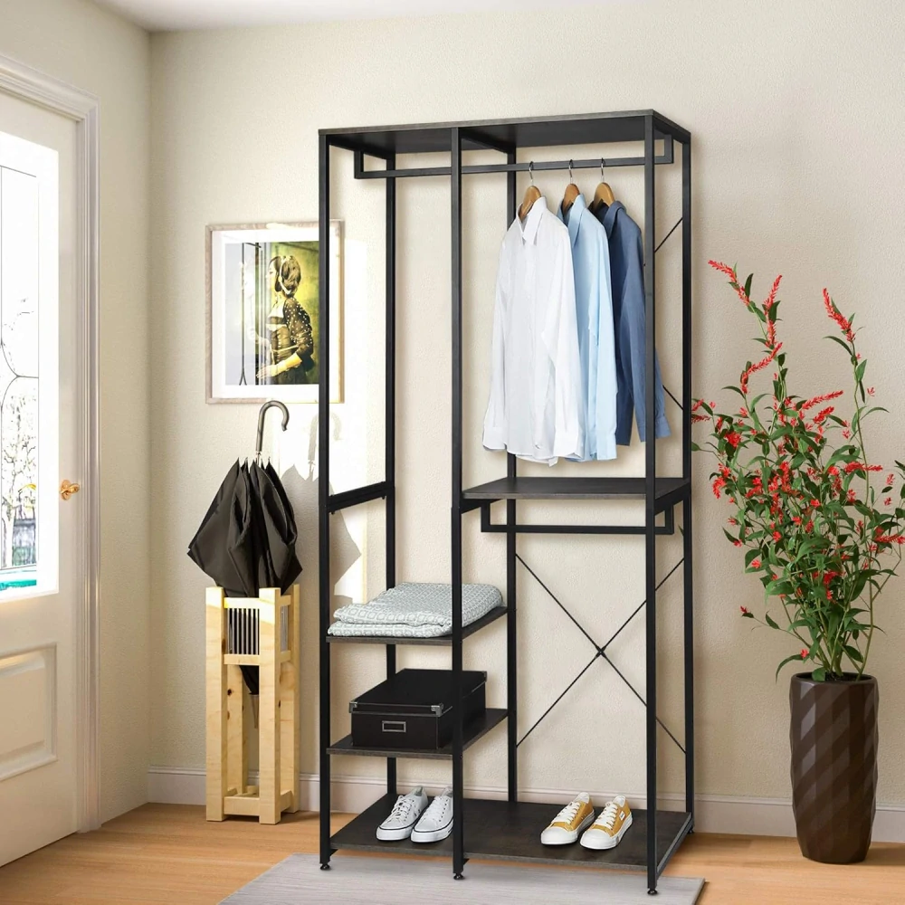 WOLTU věšák na šaty s policí 40D x 90W x 204V cm