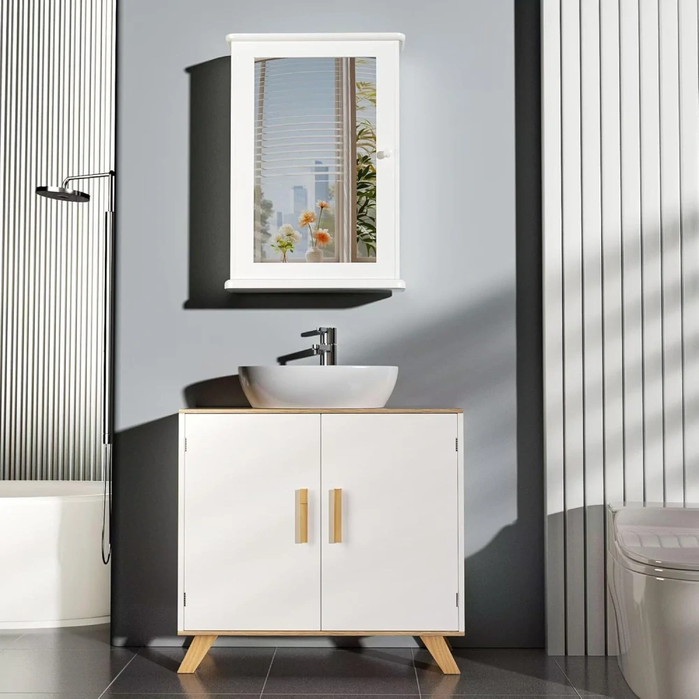 EUGAD 0019WY zrcadlová koupelnová skříňka 42 x 12 x 58,5 cm