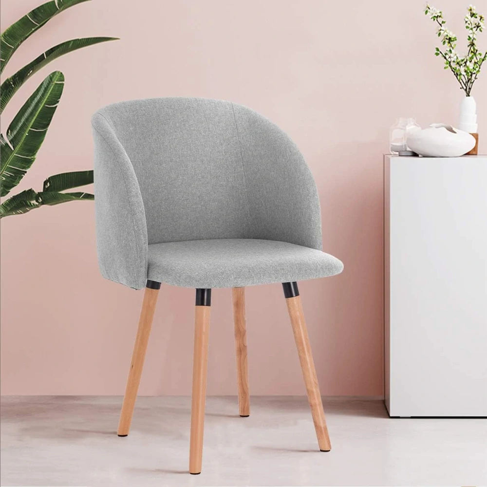 WOLTU BH120hgr-2, Sada 2 Jídelní židle Kuchyňská židle Čalouněný lněný sedák, světle šedá