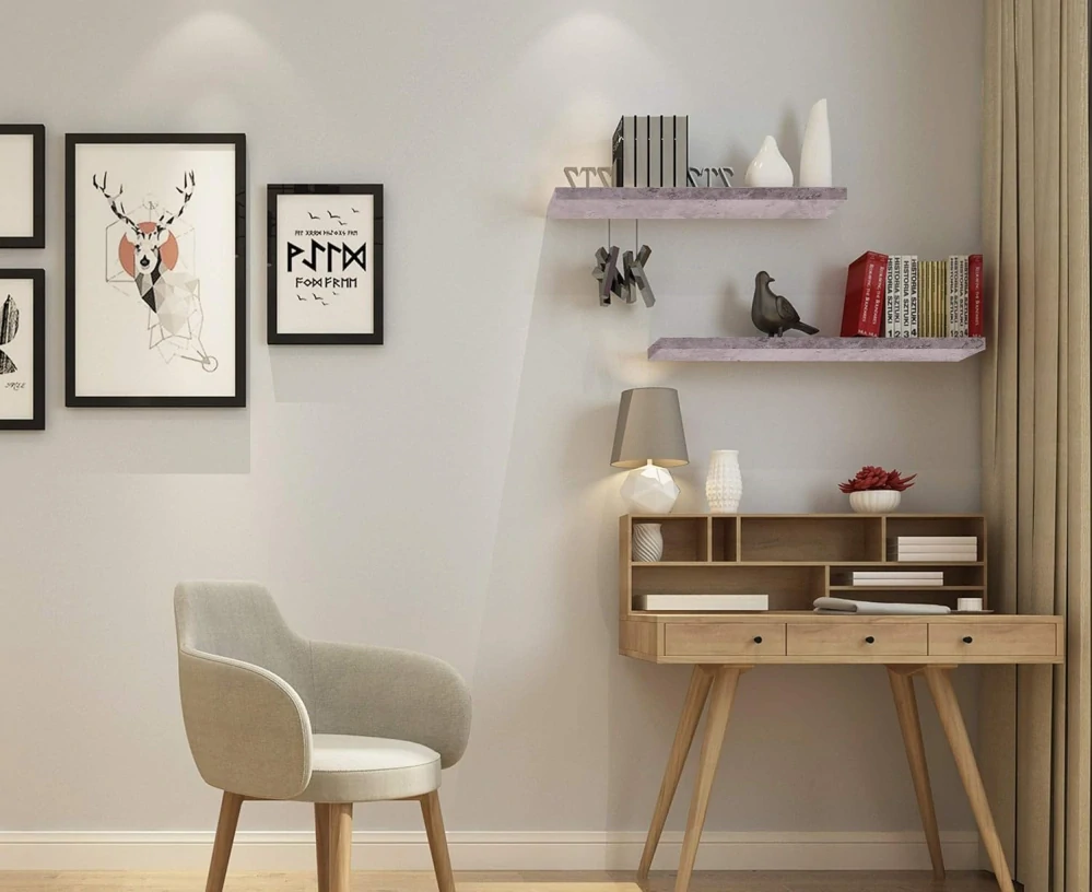 EUGAD 0141QJ Nástěnná police, dřevo, 40 cm, šedá