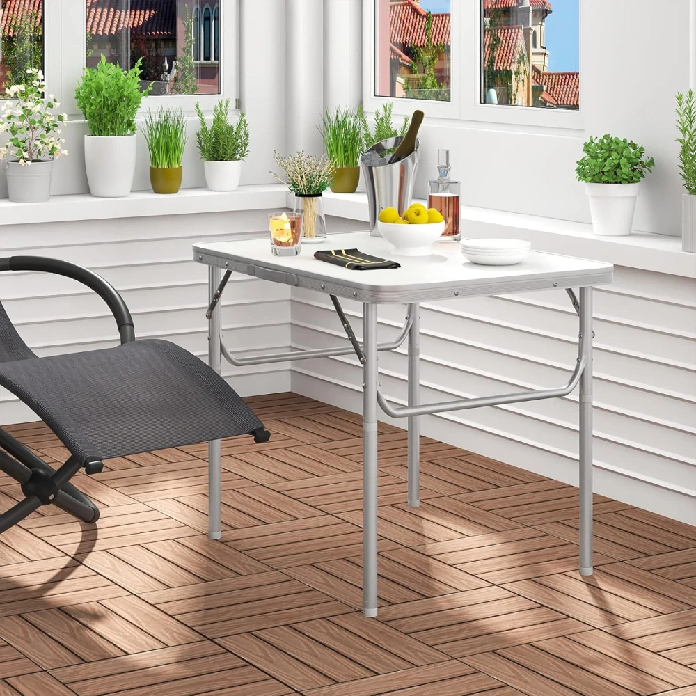 Woltu CPT8131ws skládací kempingový stůl, 75 x 55 x 25,5 - 58,5 cm