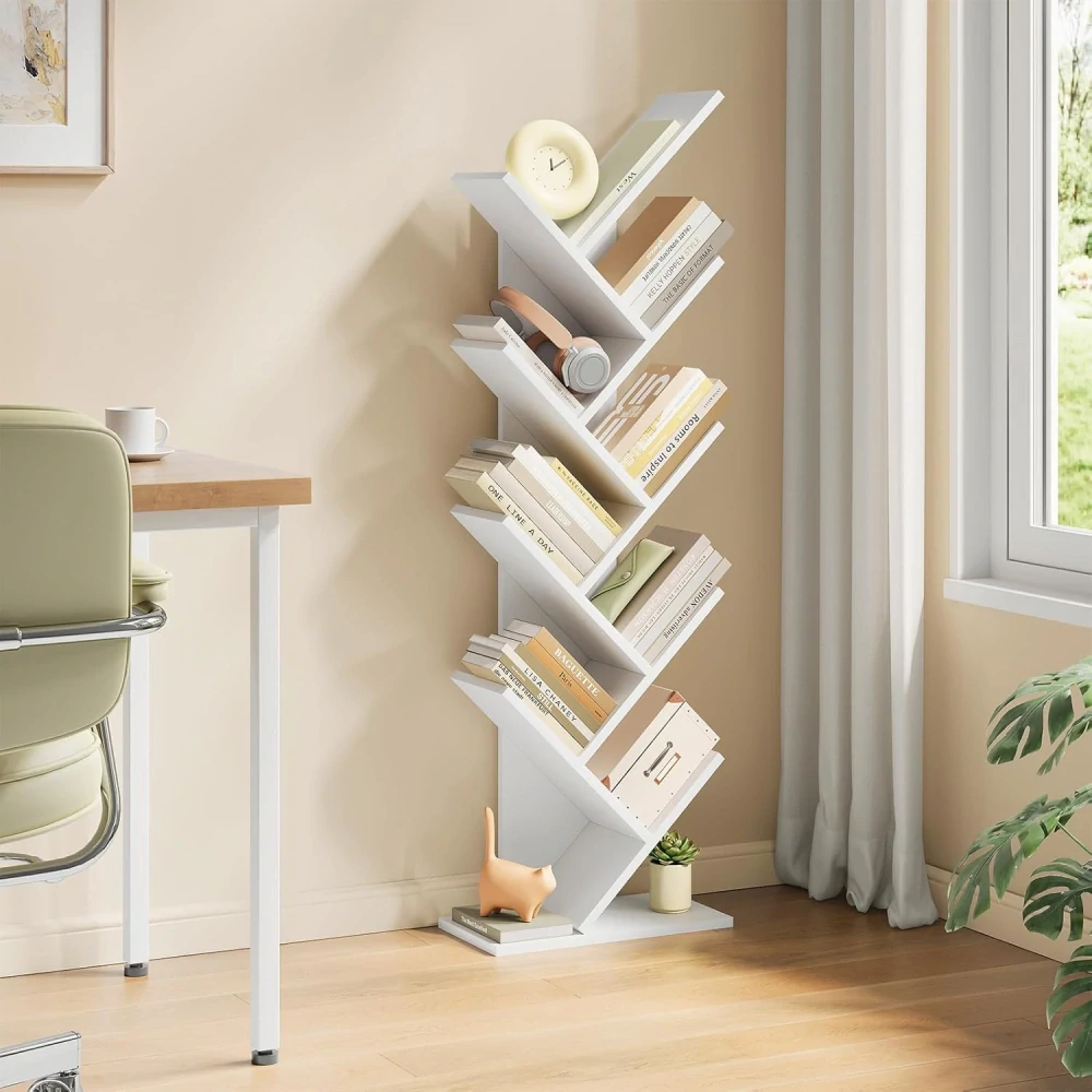 EUGAD Knihovna Strom Knihovna Kancelářský úložný stojan 40x20x127cm, Bílá