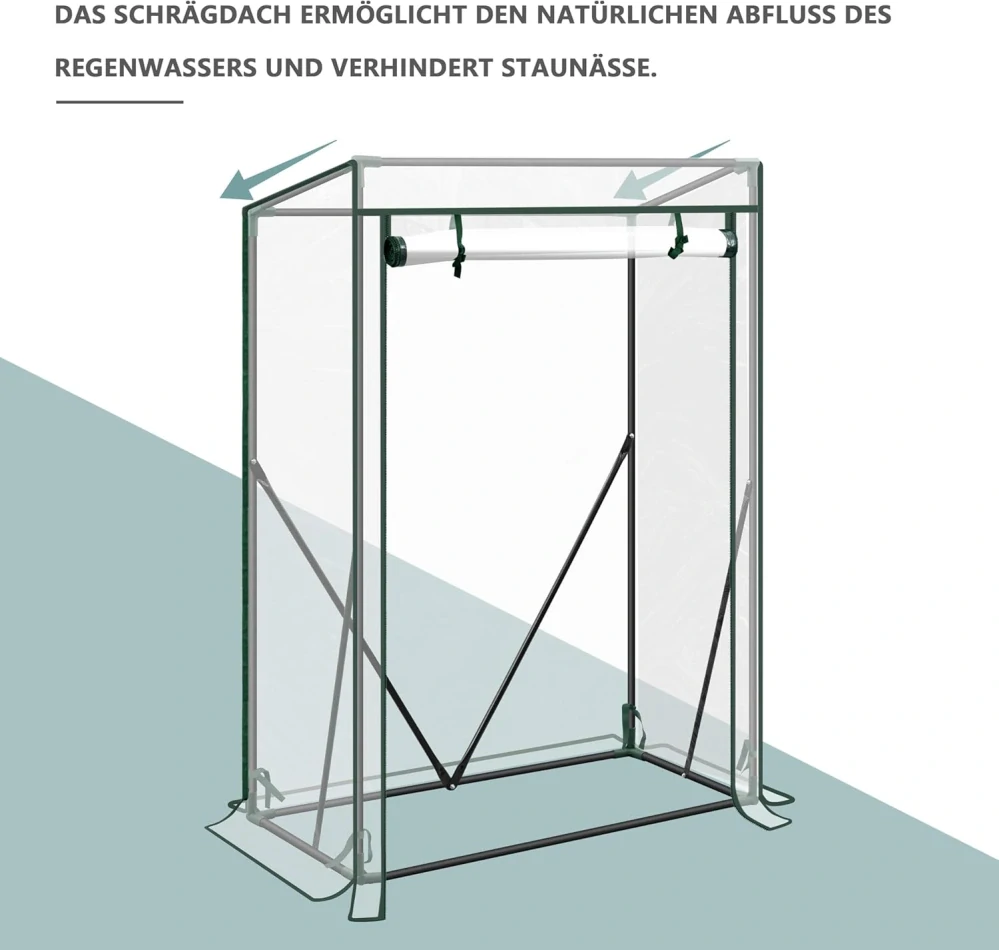 WOLTU Fóliový skleník Rajčatový skleník 100 x 50 x 150/136 cm