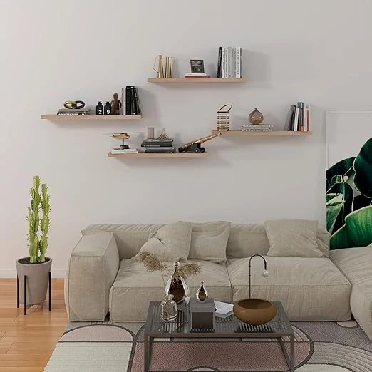 EUGAD 0114QJ nástěnná police, police na knihy 40 x 23 x 3,8 cm, žlutý dub