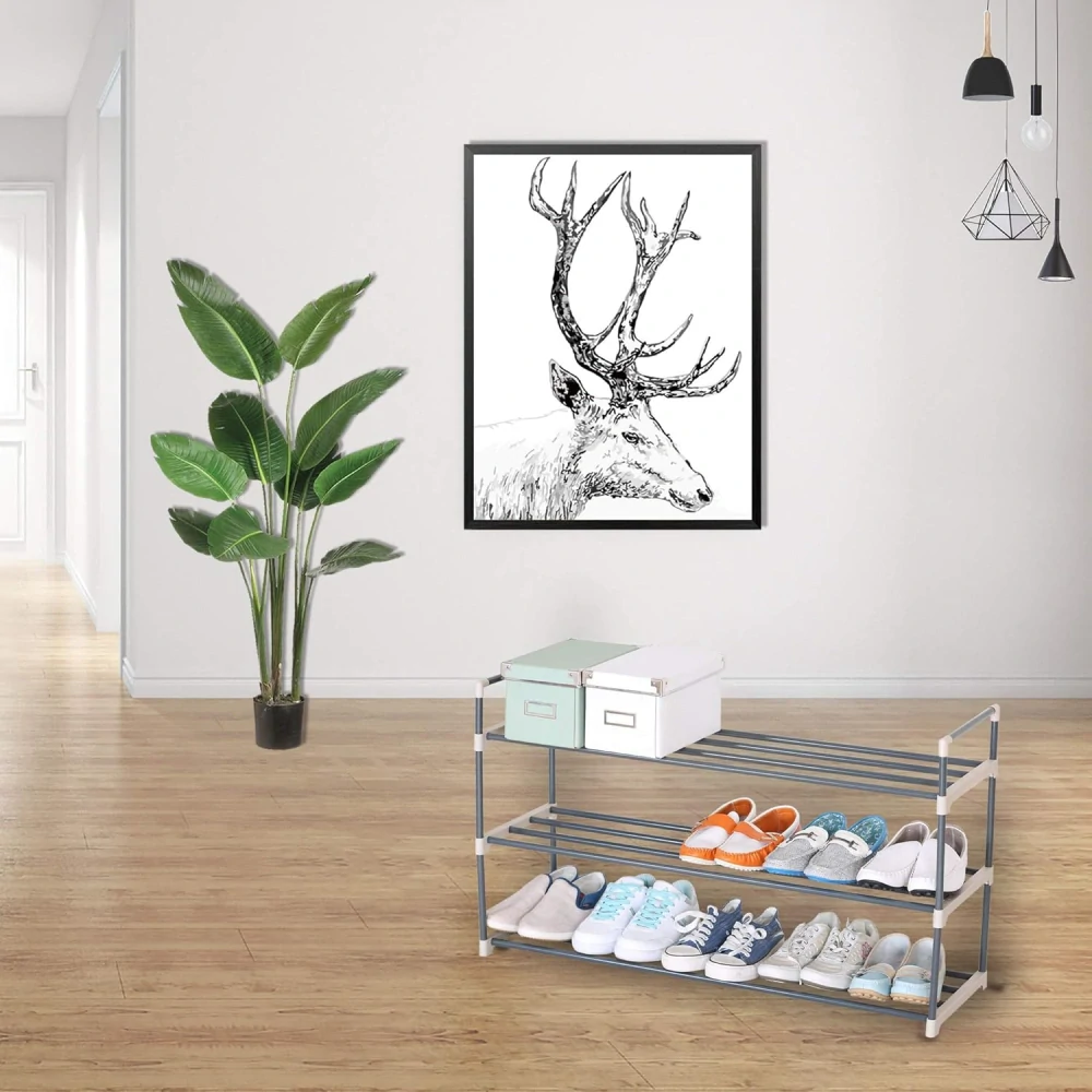 WOLTU SR0006 3patrový stojan na boty pro 15 párů bot béžová + šedá 92 x 30 x 54 cm