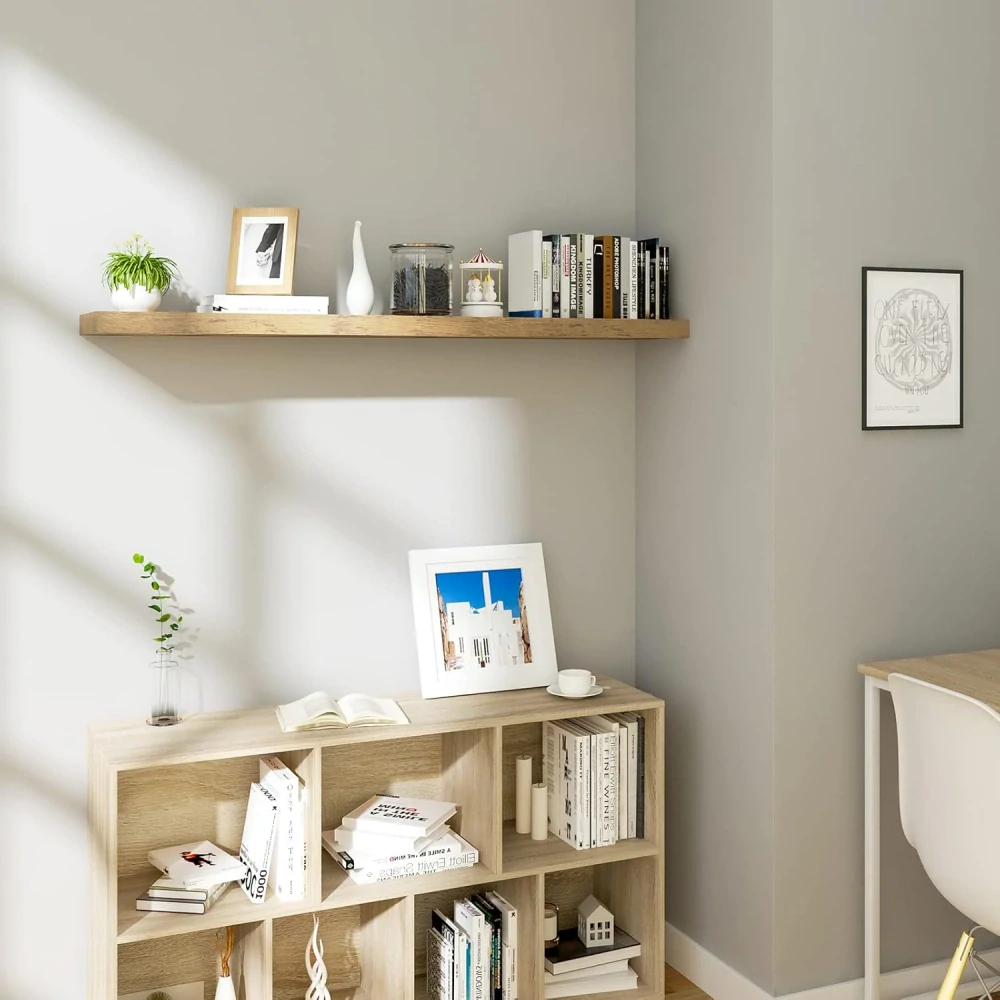 WOLTU RG9369hov Nástěnná police Závěsná plovoucí police na CD DVD 70 x 23 x 8,8 cm Hnědá