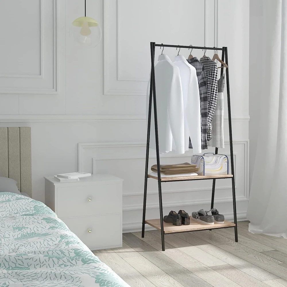 Věšák na kabáty WOLTU, věšák na šaty se 2 policemi, věšák na boty