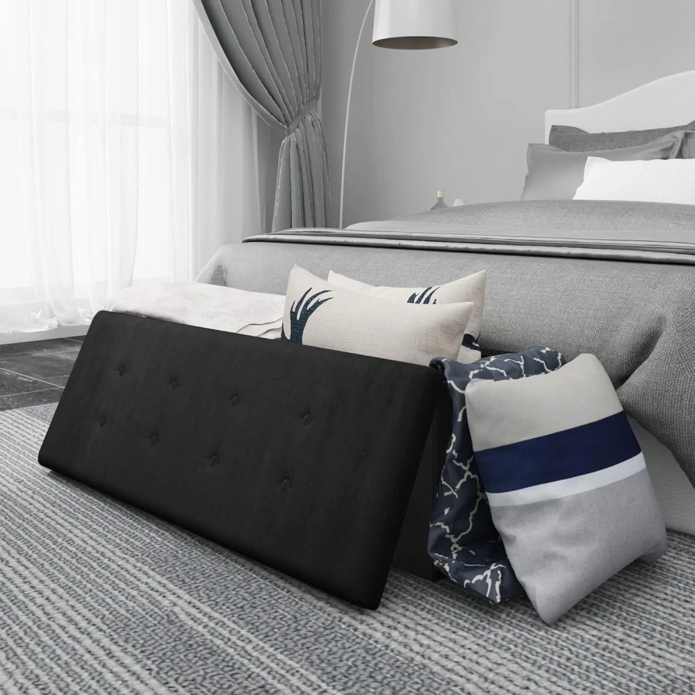 WOLTU SH73sz skládací úložná lavice velká kapacita 300 kg,110 x 37,5 x 38 cm, černá
