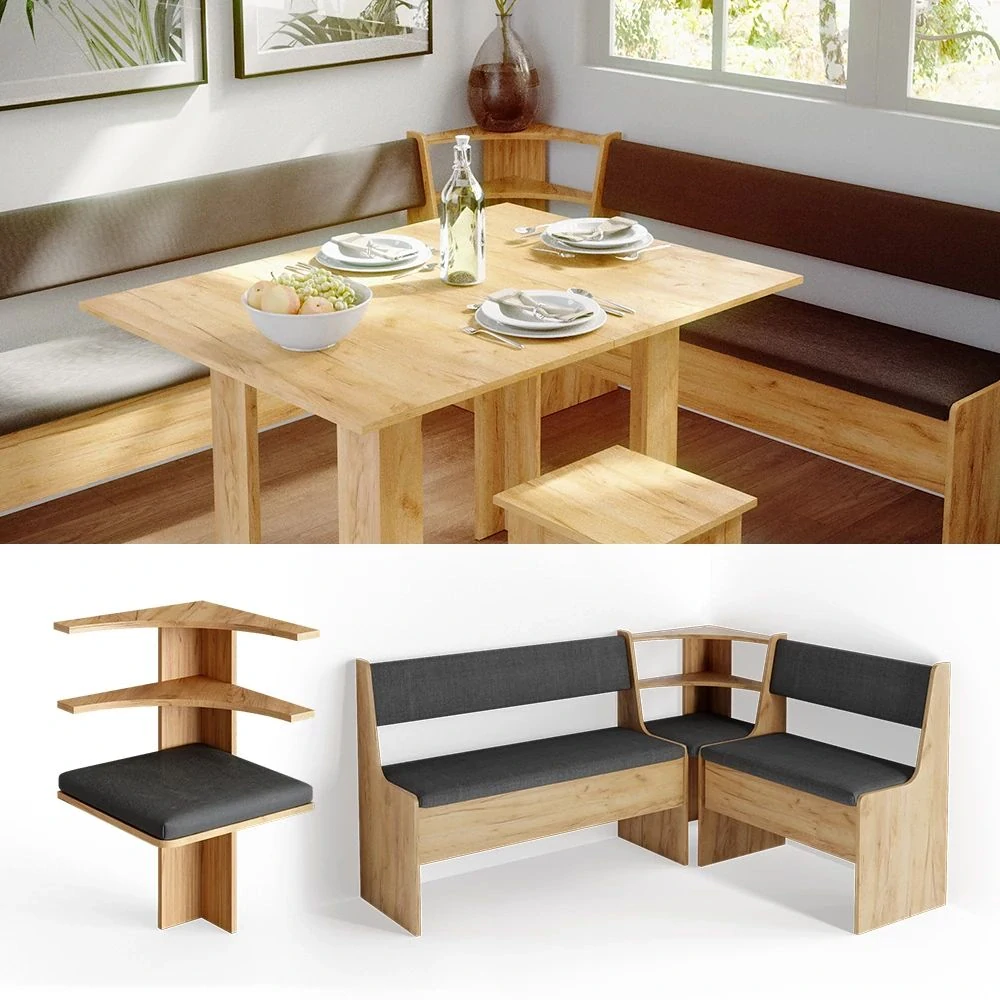 Vicco Lavice do jídelny do rohu Pískový dub 43.5 x 43.5 cm, Roman