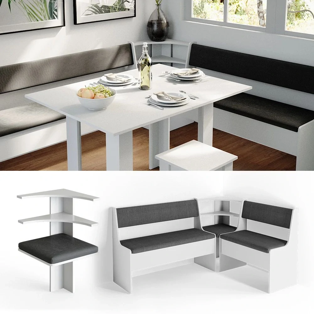 Vicco Lavice do jídelny do rohu Bílá 43.5 x 43.5 cm, Roman