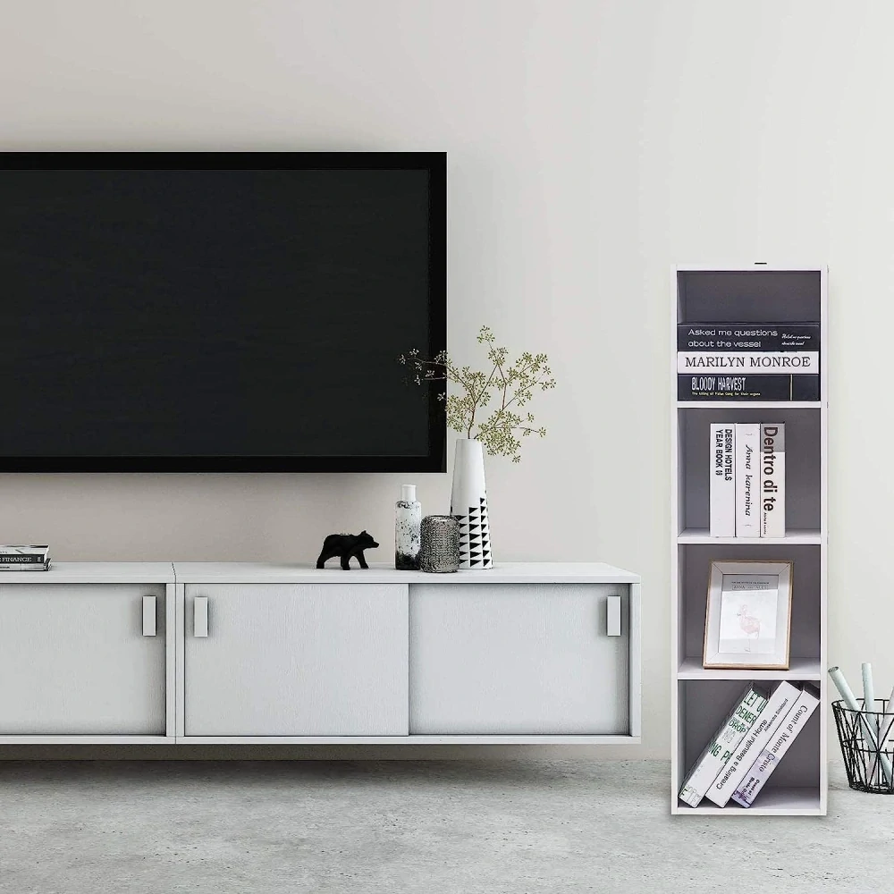Knihovna WOLTU Cube, police na knihy se 4 přihrádkami, 30x24x160 cm