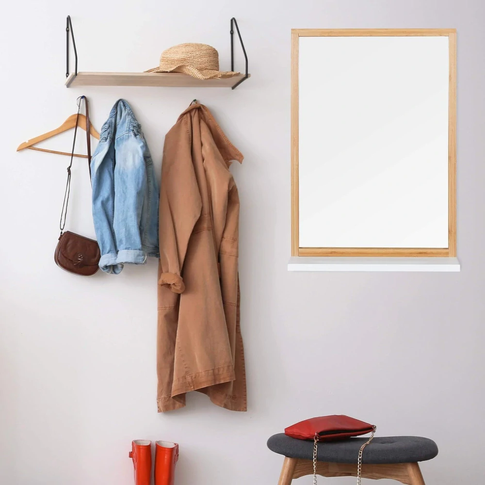 Nástěnné zrcadlo Relaxdays s poličkou, V x Š x H: cca 54,5 x 38 x 12 cm