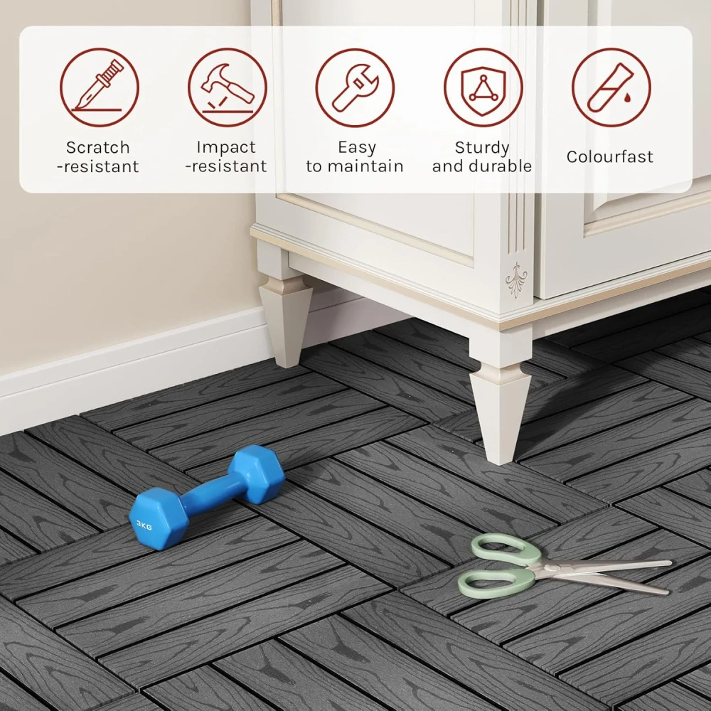 WOLTU WPC dlaždice 30 x 30 cm pro zahradu,  šedá, 11 kusů/1 m²