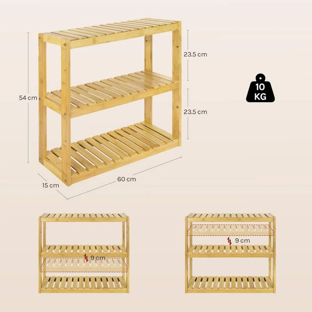WOLTU Bambusová koupelnová police Stojací police Kuchyňská police Přírodní