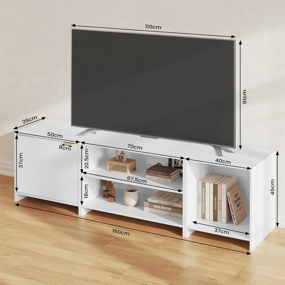 WOLTU TVS001ws2 TV stolek pro TV 160 x 45 x 39 cm, bílý
