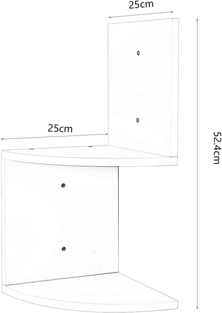 WOLTU Nástěnná police Rohová police, 2 police 25x52,4x25cm