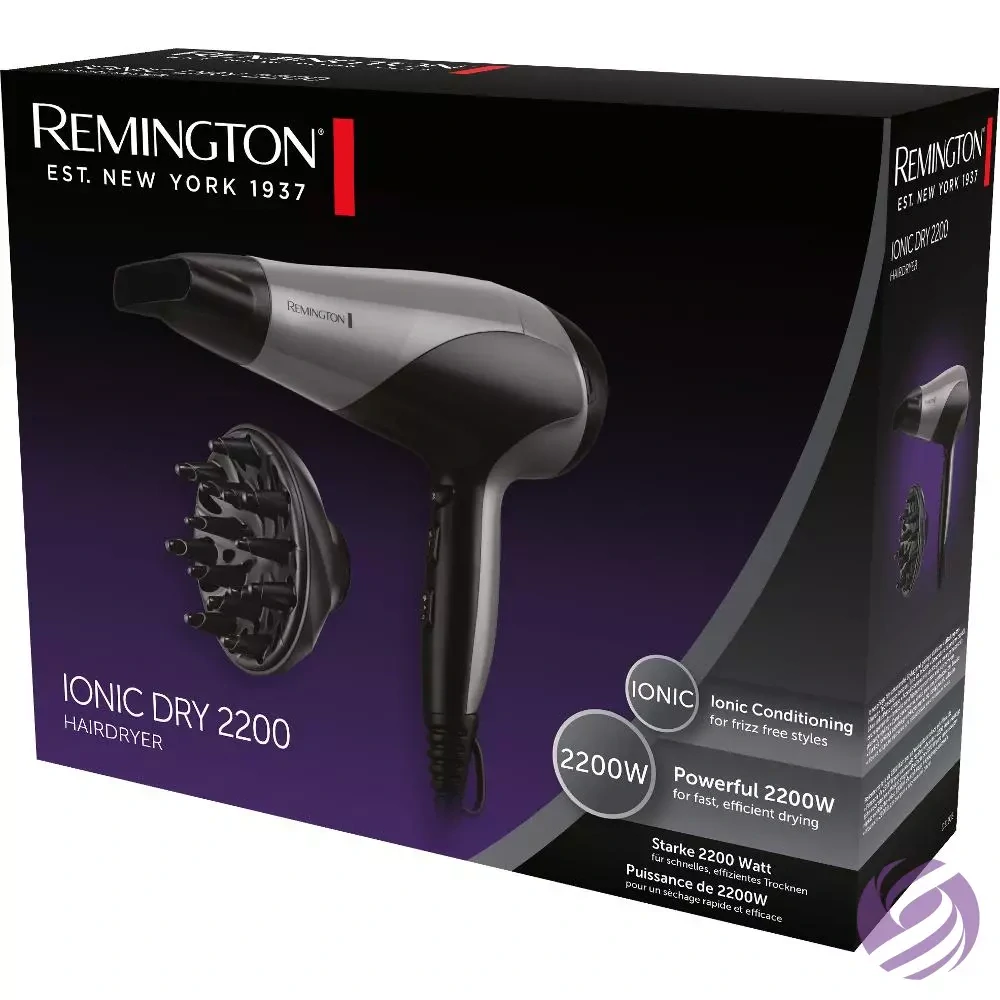 Fén na vlasy Remington Ionic Dry D3190S - 2200 W, šedo-černý