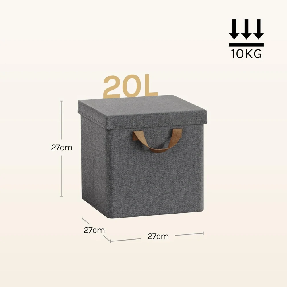 WOLTU Sada 5 látkových úložných boxů, šedé, 27x27x27cm