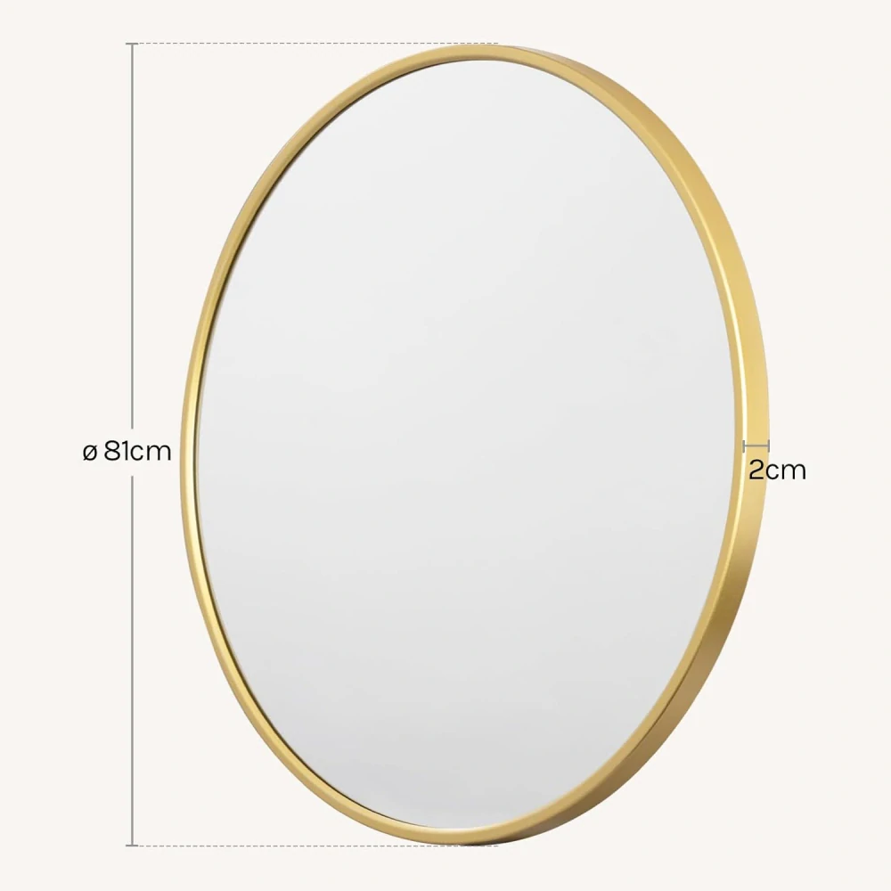 Nástěnné zrcadlo WOLTU, koupelnové zrcadlo, kulaté dekorativní kruhové, 80 cm zlatý rám