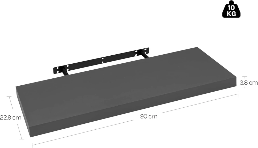 WOLTU RG9370dgr Nástěnná police, 90 x 22,9 x 3,8 cm, tmavě šedá