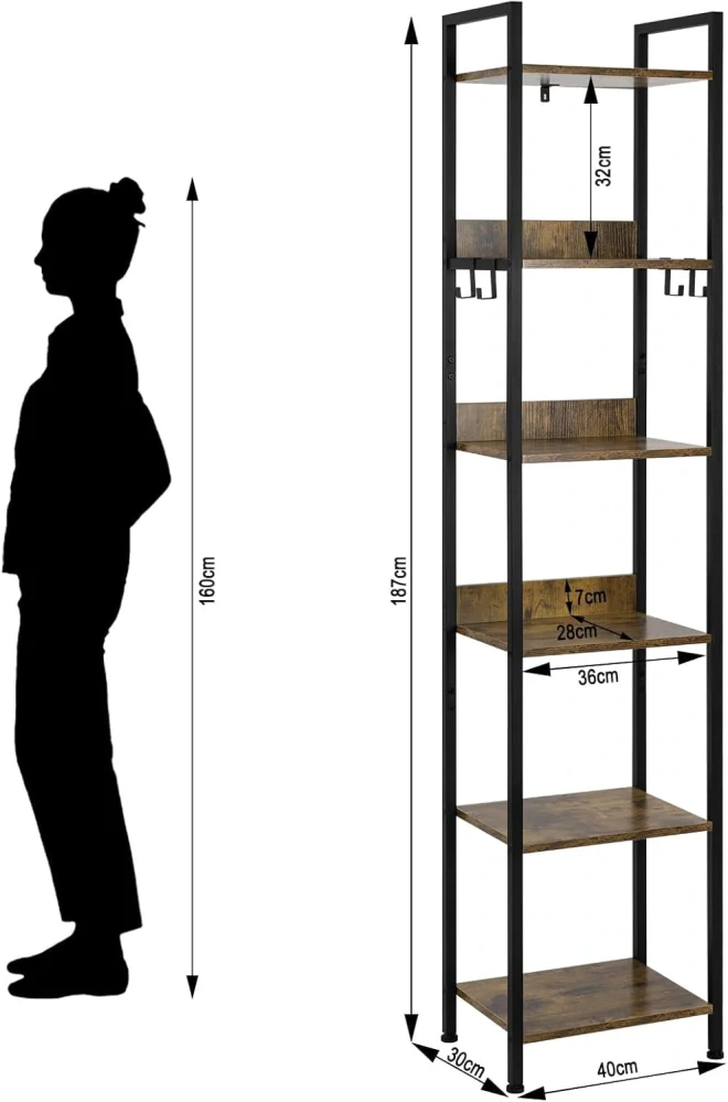 WOLTU Úložná police se 6 úrovněmi, Kuchyňská police se 4 háčky
